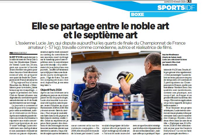 Lucie JAN a l’honneur dans le Parisien